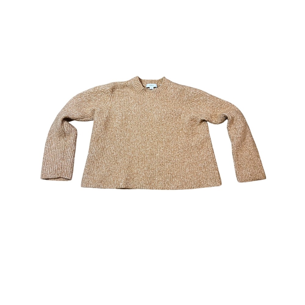 Vince Knit Mock Neck Sweater Camel Melange Womens L Large‎ Alpaca Wool Blend